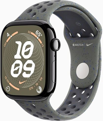 Apple Watch Series 10 [GPS + Cellular ، 46mm] - حالة الألومنيوم الفضية مع فرقة Cargo Khaki Nike Sport ، M/L (متجددة) in Kuwait