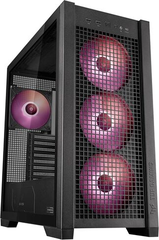 ASUS TUF Gaming GT302 ARGB ATX Mid-Tower PC Case – Four 140 x 28 mm ARGB Fans for High Airflow, Interchangeable Tempered Glass or Mesh Side Panels, Supports BTF Hidden-Connector Motherboards | Black in Kuwait