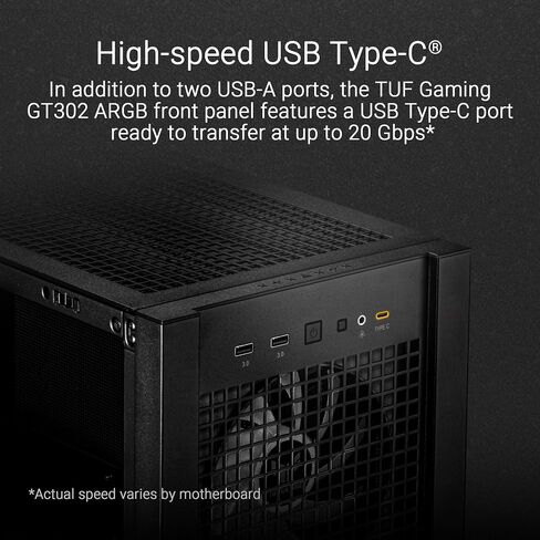 ASUS TUF Gaming GT302 ARGB ATX Mid-Tower PC Case – Four 140 x 28 mm ARGB Fans for High Airflow, Interchangeable Tempered Glass or Mesh Side Panels, Supports BTF Hidden-Connector Motherboards | Black in Kuwait