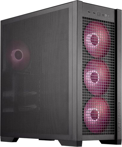 ASUS TUF Gaming GT302 ARGB ATX Mid-Tower PC Case – Four 140 x 28 mm ARGB Fans for High Airflow, Interchangeable Tempered Glass or Mesh Side Panels, Supports BTF Hidden-Connector Motherboards | Black in Saudi Arabia