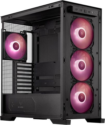 ASUS TUF Gaming GT302 ARGB ATX Mid-Tower PC Case – Four 140 x 28 mm ARGB Fans for High Airflow, Interchangeable Tempered Glass or Mesh Side Panels, Supports BTF Hidden-Connector Motherboards | Black in Saudi Arabia