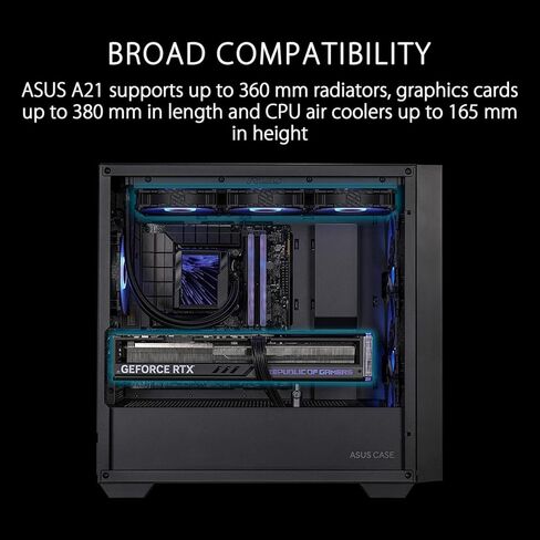 ASUS TUF Gaming GT302 ARGB ATX Mid-Tower PC Case – Four 140 x 28 mm ARGB Fans for High Airflow, Interchangeable Tempered Glass or Mesh Side Panels, Supports BTF Hidden-Connector Motherboards | Black in Saudi Arabia
