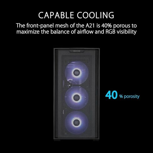 ASUS TUF Gaming GT302 ARGB ATX Mid-Tower PC Case – Four 140 x 28 mm ARGB Fans for High Airflow, Interchangeable Tempered Glass or Mesh Side Panels, Supports BTF Hidden-Connector Motherboards | Black in Saudi Arabia