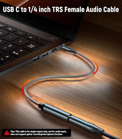USB-C to 1/4 Inch TRS Audio Adapter 3.3ft/1M, 1/4 Inch 6.35mm Female to USB Type-C Stereo Jack Headphone Adapter Cable for Amplifiers, Mixers, Home Theater, Smartphones, Laptops in Kuwait