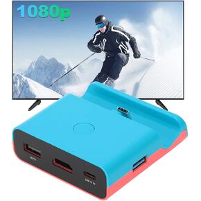BTIHCEUOT HDMI Video Converter, Video Converter Picture Clearer One Button Display Switch Charging Dock Stand Free Switch Mechanical Stand for Switch (Blue Red)