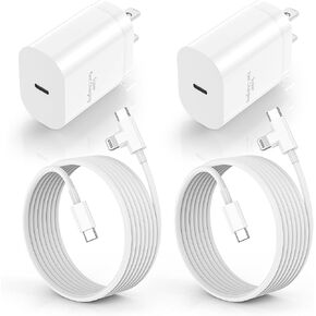 شاحن iPhone Charger Fast Fast for iPhone 16/15/14/13/12/11: 30W كتلة الشاحن السريع مع كابل 6 قدمًا 2-in-1 C إلى USB C & Lightning لجميع I Phone و iPad و Android ، مثالي لترقية المستخدمين (حزمة 2)