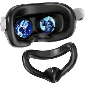 Silicone Interface Cover for Meta Quest 3S with Screen Lens Protector, Breathable and Sweat-Proof Silicone Face Pad for Oculus Quest 3S, Easy to Clean Accessories for Enhanced VR Gaming Experience