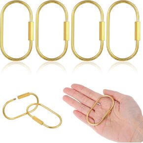 4 Pcs Gold Brass Key Rings Brass Screw Lock Keychains Carabiner Keychain Clip Simple Style Car Keychain Purse Bag Charms for Door Cabinet Cars Keys Bags Men Women 2.36 × 1.26 Inches