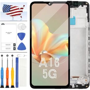 A-MIND Incell Screen Replacement for Samsung Galaxy A16 5G SM-A166B SM-A166P SM-A166E LCD Display Touch Screen Digitizer Assembly Repair Kit - Black with Frame(Not For 4G)