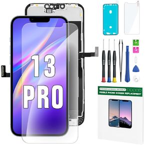 iPhone 13 Pro Screen Replacement Kit 6.1'' LCD Display 3D Touch Screen Digitizer Full Assembly Repair Kits Waterproof Frame Sticker+Screen Protector for A2483 A2636 A2638 A2639 A2640
