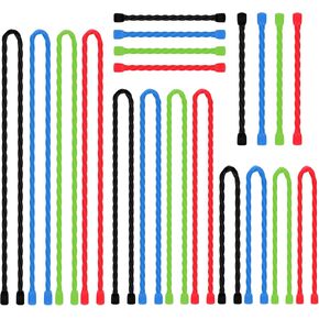 20 PCS Silicone Twist Ties Reusable Cable Ties Steel-Core Straps for Organizing Bundling and Holding All Purpose Bendable Cord Tie for Indoor Outdoor 4 6 12 18 24 inch (4 Colors)