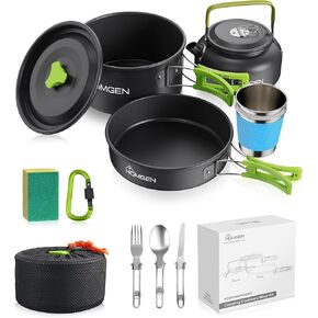 HOMGEN Portable Camping Cooking Set Camping Pots and Pans Set Aluminium Camping Cookware Kit Lightweight Camping Cooking Equipment with Storage Bag for 2-3 People for Camping Picnic Hiking etc