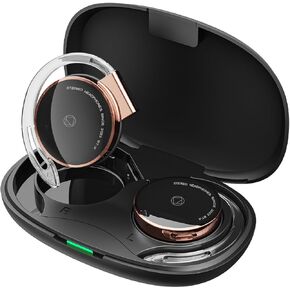 Open Ear Clip Wireless Bluetooth Headphones with Earhook Over Ear Earbuds Wireless Headset Clip on Earphones On Ear Headphones with Microphone (Rose Gold Black)