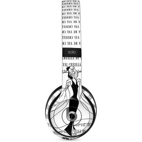 Skinit Decal Audio Skin Compatible with Beats Solo 2 Wired - Officially Licensed Disney Villains Cruella de Vil Black and White Design