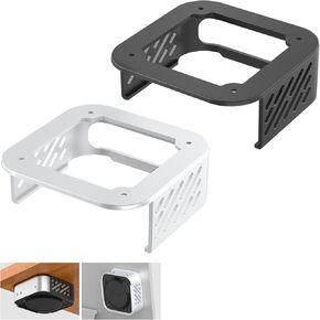 2PCS Under Desk Mount for Mac mini M4/M4 Pro, Under Desk Stand and Wall Mount with Heat Dissipation Design, Compatible with 2024 Mac mini M4/M4 Pro, Black & Silver