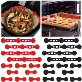 Honeydak 24 Pcs Air Fryer Magnet Silicone Buckle, Air Fryer Magnets for Holding Down Air Fryer Parchment Paper, High Temperature Resistant Locks Disposable Liners, Safely Prevent Paper to Burn