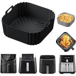 Silicone Air Fryer Liners for 5-8QT,LYHOLKEER 8.8inch Square Air Fryer Liners Reusable Basket for Ninja AF141 AF142 AF181 AF182,Cosori,Chefman,Instant Pot,Other 5 5.5 6 6.5 7 7.5 8 Quart
