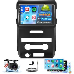 Car Stereo Radio for Ford F-150 F150 2009 2010 2011 2012 with Wireless Carplay Android Auto, 4+64G 9 inch HD IPS Thouch Screen Bluetooth Radio with BT5.0 32EQ 1280 * 720P GPS WiFi AHD Backup Camera