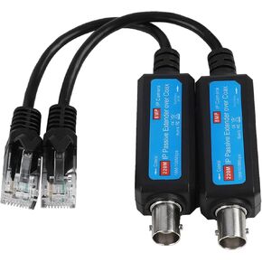 IP Network Transmitter, IP Passive Extender Ethernet Over Coax, 10/100Mbps 1CH IP Network Coaxial Transmitter Receiver Extender Coax Cable for IP NVR Camera (1 Pair)