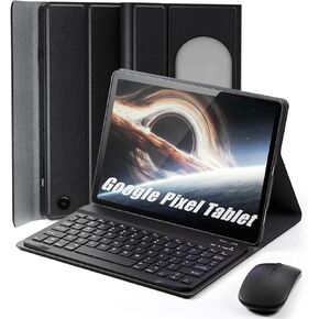 Keyboard Case for Google Pixel Tablet 11 inch 2023, Mouse and Detachable Keyboard, PU Leather Cover Case Auto Sleep/Wake - Black