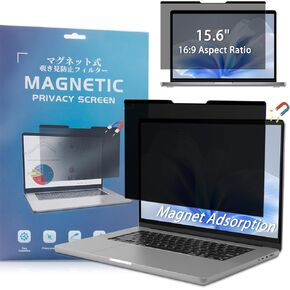 Magnetic Privacy Screen 15.6" 16:9 for Laptops - 2-Sided Removable Anti-Peeping/Anti-Glare, Blue Light Block, UV Protect, Reduce Strain, Fits Chromebook/Lenovo/HP/Dell/Acer/ASUS/XPS