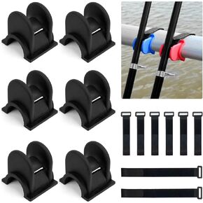Universal Fishing Rod Holders for Boat/Rail Mount, 6-Pack Premium Silicone for Kayak, Pontoon, Dock Guardrail – Protective Non-Slip Gear for Saltwater & Freshwater Fishing