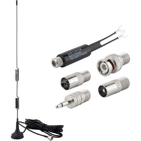 FM Antenna Magnetic Base FM Radio Antenna with PAL BNC 3.5mm and 75 to 300 Ohm Adapter Connector for Pioneer Onkyo Yamaha Marantz Indoor Digital HD Radio FM Radio