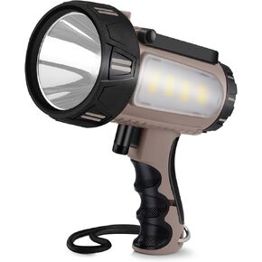 Rechargeable Spotlight Flashlight, Super Bright Waterproof Handheld Spot Light 6 Models with Foldable Stand for Outdoor Boating Camping Fishing Hunting