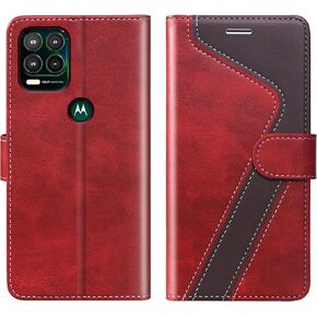 for Moto G Stylus 5G 2025 Wallet Case,Leather Flip Case RFID Blocking Credit Card Holder Folio Magnetic Stand TPU Shockproof Cover Compatible with Moto G Stylus 5G 2025,Red Brown