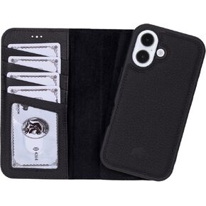 BLACKBROOK for iPhone 16 Pro Case with Card Holder, Carter Full Grain Leather, 2-in-1 Folio Flip Case for MagSafe Wireless Charging, RFID Blocking, 4 Card Slots, Compatible with iPhone 16 Pro