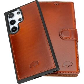 BLACKBROOK Wallet Case for Samsung S25 Ultra, Natural Leather Detachable 2-in-1 Wallet, Wireless Charging Ready, 4 Credit Card Slots 1 ID Pocket with RFID, Flip Cover Compatible with Samsung S25 Ultra