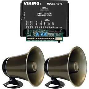 Viking 15 Watt Paging Amplifier with Loud Ringing and 2 Powered Speaker