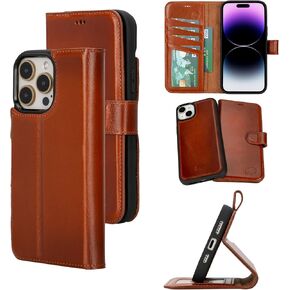 Blackbrook for iPhone 16 Pro Case with Card Card ، Carter Full Grain Leather ، 2-in-1 folio flip for Magsafe Wireless Charging ، RFID Forcing ، 4 فتحات بطاقة ، متوافقة مع iPhone 16 Pro in Kuwait