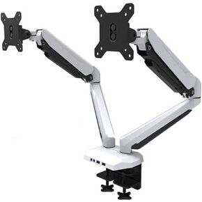 27" Full Motion Air Press Gas Strut Double LCD Tv Mount Dual Screen 360 Rotate 2 Monitor Desktop Support Holder Bracket(DL-G224W)