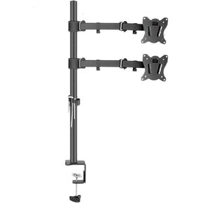 T902-260II-D 10-27" Steel Double Monitor Screen Desktop Stand Table Holder LCD Tv Mount Tilt 360 Rotate Vesa 75 100 Clamp 0-80mm(DL-T901-260II-D)