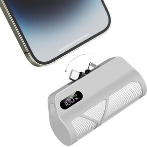 Portable Charger Power Bank 5000mAh with Built-in Cables, PD20W Fast Charging, Dual Ports (Type-C & Apple-Compatible), Compact Design for Travel & Commuting (Black)