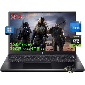 acer Nitro V 15 Gaming Laptop | 15.6" FHD IPS 144Hz | Intel 10-core i7-13620H | 32GB DDR5 1TB SSD | GeForce RTX 4060 | Backlit USB-C Win11Pro w/DLCA Accessory