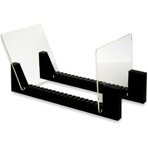 Vk Royal Vinyl Records Storage Holder Display Stand – 12" inch Holds Up to 50 Turntable LP's Records Albums – Wood Stand, Rubber Grip pad and Clear Acrylic Ends – Vinyl Record Storage Stand (Black)