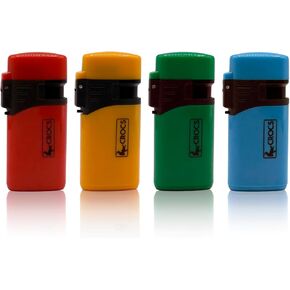 Crocs Torch Lighter, Windproof Refillable Butane Candle Lighters, Jet Flame Torch Pocket Lighter for Candles BBQ Grill Outdoor Camping, Electric Ignition, 4 Flame - 4 Pack
