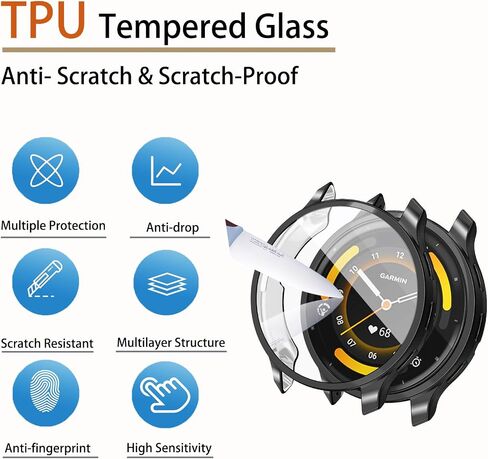 5-Pack Screen Protector Case Compitible with Garmin Venu 3 Smartwatch, Ultra-Thin Scratch Resistant Cover with Tempered Glass for Women Men in Saudi Arabia