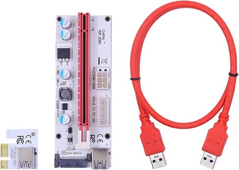 100PCS LED 008S PCI-E Riser Card PCI Express 1X to 16X 60CM USB 3.0 Cable 4Pin 6Pin 15Pin SATA Power for GPU Video Card(Red 0.6M) in Kuwait