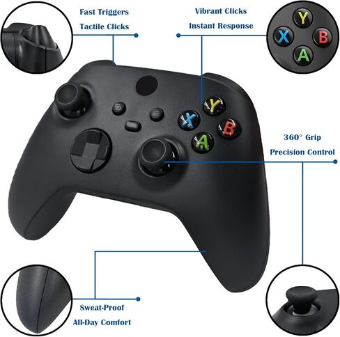 Model 1914 Series S Controller for Xbox Series X | S ، Carbon Black Gamepad متوافق مع Xbox Series X/S & Xbox One X/S & PC ، مقبس سماعة الرأس 3.5 مم [لعبة فيديو] in Saudi Arabia