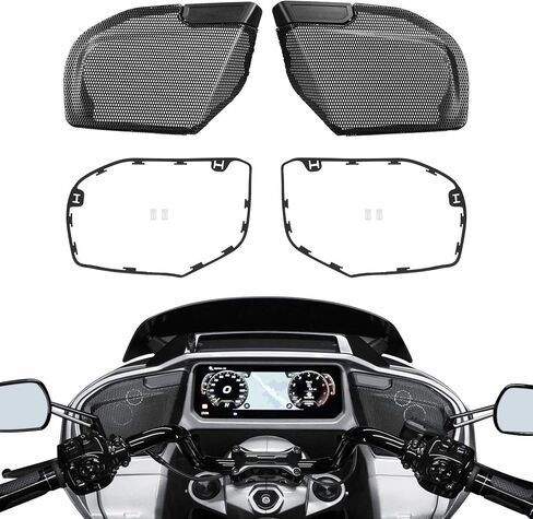 شوايات مكبر صوت هدية ، Slmoto Front Fairing Speaker Grills Mesh Covers تتوافق مع Harley Cvo Road Glide St Fltrxstse Road Glide Fltrx 2024-2025 CVO Road Glide Fltrxse 2023-2025 in Kuwait