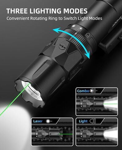 Ezshoot 2500 Lumens Laser Light Light Combo للبندقية مع مفتاح عن بُعد مغناطيسي متوافق مع Picatinny ، وسرد Laser Light مع وضع قوي ، ومصباح يدوي تكتيكي للدفاع عن المنزل ، والصيد in Kuwait