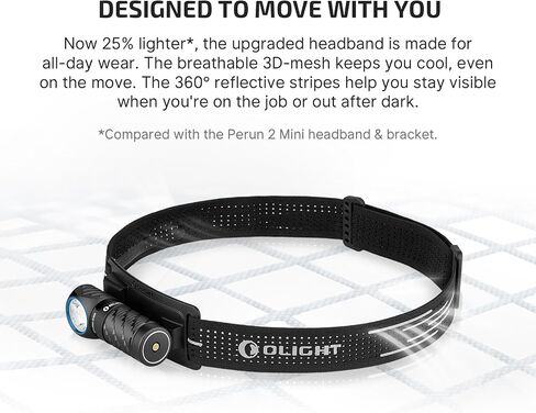 Olight Perun 3 Mini Headlamp 1250 Lumens LED LED مصباح يدوي ، مصباح أمامي قابل لإعادة الشحن مع خيار الضوء الأحمر ، مثالي للعمل ، المشي لمسافات طويلة ، التخييم والتسلق (Cool White 5700k ~ 6700k ، Black) in Saudi Arabia