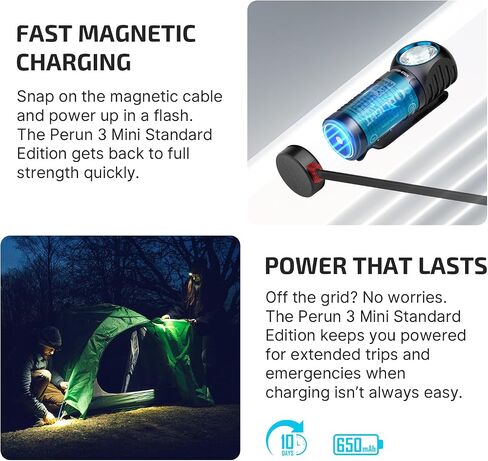 Olight Perun 3 Mini Headlamp 1250 Lumens LED LED مصباح يدوي ، مصباح أمامي قابل لإعادة الشحن مع خيار الضوء الأحمر ، مثالي للعمل ، المشي لمسافات طويلة ، التخييم والتسلق (Cool White 5700k ~ 6700k ، Black) in Saudi Arabia