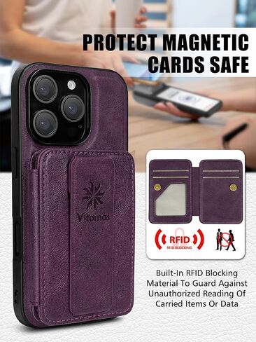 Wallet Phone Case [Strong Magnetic] Compatible with iPhone 16 Pro Case Wallet with Kickstand & RFID Blocking Card Holder (4 Cards) for iPhone 16 Pro (6.3Inch), Brown in Saudi Arabia
