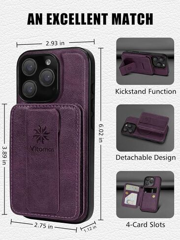Wallet Phone Case [Strong Magnetic] Compatible with iPhone 16 Pro Case Wallet with Kickstand & RFID Blocking Card Holder (4 Cards) for iPhone 16 Pro (6.3Inch), Brown in Saudi Arabia