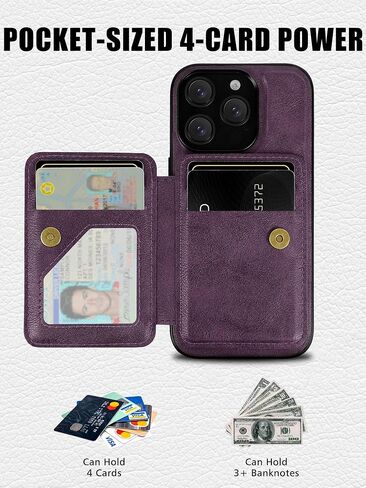 Wallet Phone Case [Strong Magnetic] Compatible with iPhone 16 Pro Case Wallet with Kickstand & RFID Blocking Card Holder (4 Cards) for iPhone 16 Pro (6.3Inch), Brown in Saudi Arabia