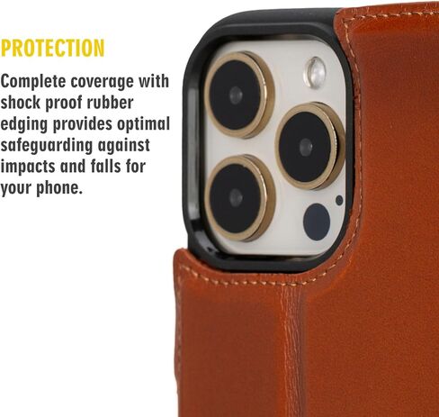 Blackbrook for iPhone 16 Pro Case with Card Card ، Carter Full Grain Leather ، 2-in-1 folio flip for Magsafe Wireless Charging ، RFID Forcing ، 4 فتحات بطاقة ، متوافقة مع iPhone 16 Pro in Kuwait